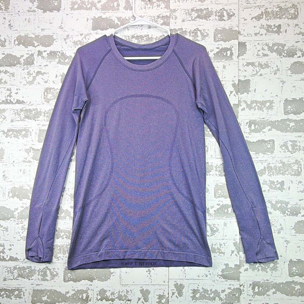 lululemon athletica Swift Stride Women’s 8 Grey Stretch Thumbholes Crew Top